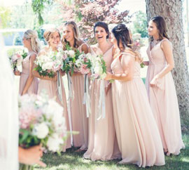 A group of bridesmaids before a wedding