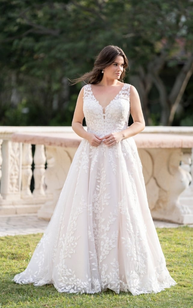 allure bridal plunging v neckline bridal gown at twirl bride bridal boutique in ohio