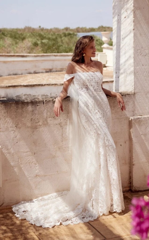 lillian west off the shoulder wedding dress