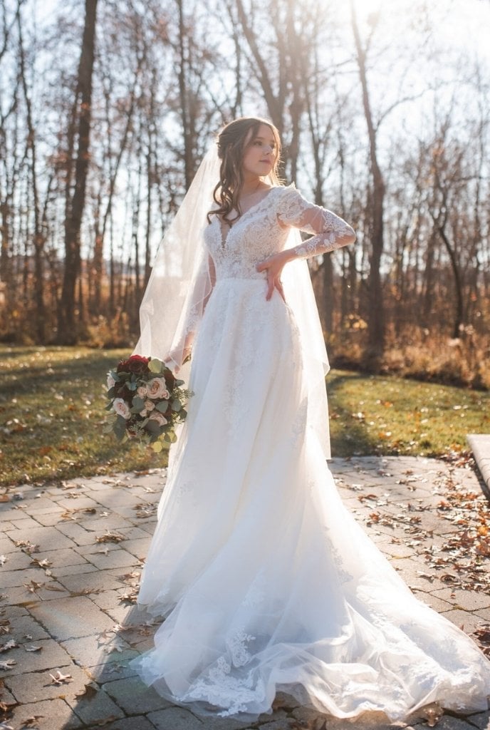 long sleeve bridal dress at twirl bride bridal shop in findlay oh