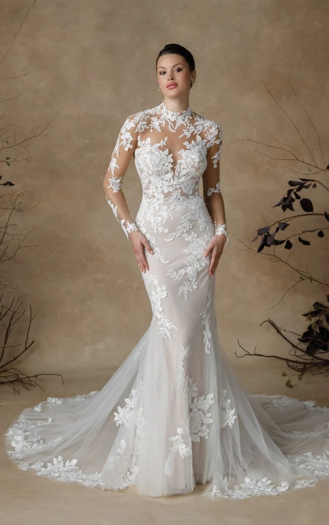 long sleeve fit and flare wedding dress at twirl bride bridal shop in findlay ohio