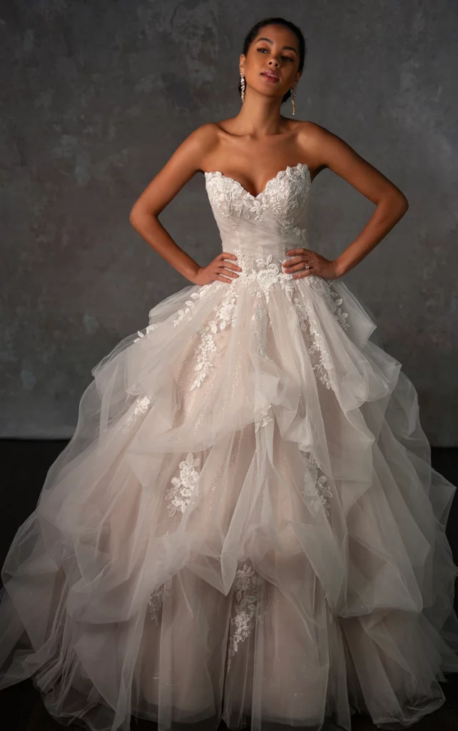 contemporary princess ball gown wedding dress with sparkle