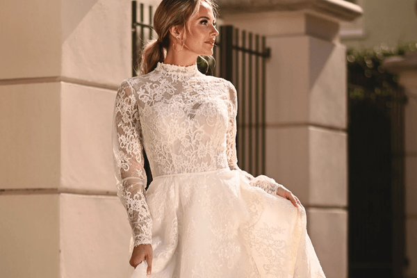 A bride in a white wedding dress
