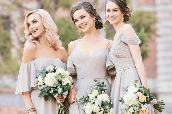 three bridesmaids in different silhouettes