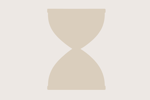A silhouette of an hour glass